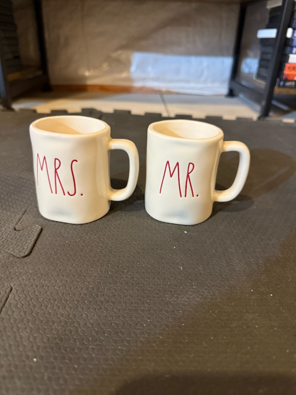 Rae Dunn Mr & Mrs espresso mugs set